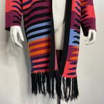 Mara Hoffman Striped Fringe Open Front Cardigan Knit One Size Photo 2