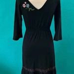 Johnny Was Black Embroidered V-Neck Long Sleeve Midi Dress Size XS Photo 3