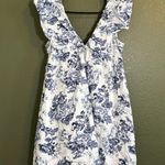 O.P.T Blue Floral Puff Sleeve Midi Dress Women’s Small Cottagecore Toile Photo 5