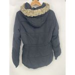 H&M  Divided Womens Size 4 Loose Light Black Hooded Long Puffer Jacket Photo 4