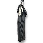 ZARA New  Size L Black Striped Ruffle V-Neck Midi Dress Sleeveless Open Back Boho Photo 4
