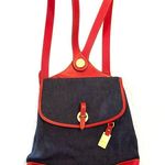 Dooney & Bourke backpack vintage denim chambray and red leather Photo 0