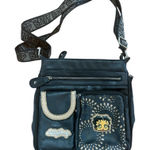 Betty Boop  Black Crossbody Bag Glitter Accents Multizip Adjustable Strap 11x11 Photo 0