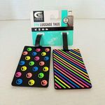 Y2K Retro Rainbow Peace Neon Suitcase Tags Travel 90s Colorful Luggage Tags New Black Photo 0