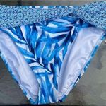 Tropical Escape NEW Bikini Bottom Women’s 16  Twist Waist Blue Tropical Print Photo 0