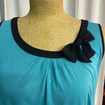 Loft women’s green tank trimmed with black,  bow on side collar side LP Photo 1
