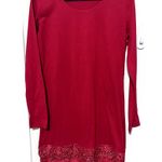 Match Stick Red Dress Lace Trim Long Sleeve Holiday Mini Jersey knit Argus sz S Photo 1
