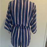 Lulus  Romper Royal Blue hot pink white wide 3/4 Sleeves size Small Aesthetic eye catching  Photo 15