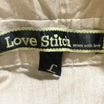 Lovestitch  Women's Large Shirt Button Up Embroidered Long Sleeve Wrinkled Effect Photo 5