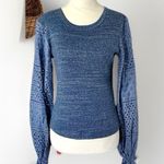 See By Chloe  Eyelet Sleeve Top Indigo Blue Womens  XS Sz2 Sweater Knit Tie Cuffs Photo 3