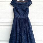 Chi Chi London Womens Dress Navy Blue April Embroidered Lace Tea Wedding 4 Photo 2