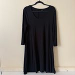 Garnet Hill Black Knit Trapeze Dress 3/4 Sleeves SZ M Photo 1