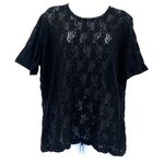 None Sheer Black Lace Whimsigoth Womens Top Sz XL Romantic Goth Victorian Coquette Photo 1