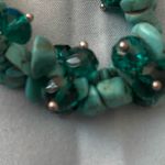 Stretch Bracelet 7” To 9.5” Turquoise Small Rock Shaped Beads With Green Beads Photo 2