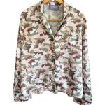 I'M SORRY by Petra Collins Satin Camouflage Pajama Style Long Sleeve Top Medium Green Photo 0