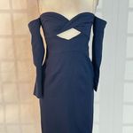 Lavish Lice Lavish Alice navy off the shoulder long sleeve bandeau bodice pencil fit midi dr Photo 0