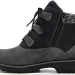 Jbu  Black and Gray Ankle Booties with Rugged‎ Design Photo 0