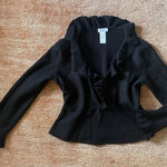 Kate Hill  Women's 100% Wool Jacket Black Career Coat Ruffled Front Unlined Sz PM Photo 0