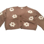 Debut Dreamers By  Daisy Floral Knit‎ 3D Cardigan Sz Medium Tan White Photo 0
