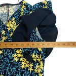 ZARA  Basic Blue Yellow Floral Print Flutter Sleeve VNeck A-line Small Mini Dress Photo 5