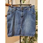 st. john's bay  Women's Blue Denim Cotton Straight Pull On Casual Jeans Skirt 16 Photo 8