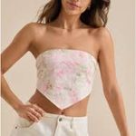 Altar'd State Pink and Cream Floral Scarf Top Photo 1