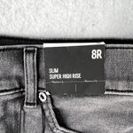 EXPRESS Slim Super High Rise Womens Jeans Size 8 Gray Denim Stretch Embellished Photo 8