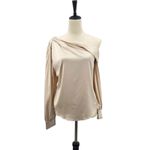 Heartloom  Keely Top Satin Off the Shoulder Long Sleeve Champagne Sz M‎ Photo 7