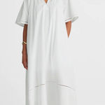Madewell  Poplin Splitneck Midi Shirtdress Cotton White Pockets Relaxed XS NWT Photo 0
