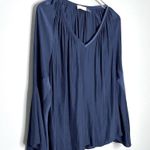 Ramy Brook  Long Sleeve Flowy Peasant Navy Blue Top Shirt Blouse Size S Photo 2