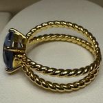 Bomb Party RBP2307 Cross My Heart Blue Purple Tanzanite Yellow 18K Gold Ring 8 Photo 5