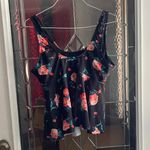 Womans Open Back Black Floral Fit Flare BOHO Stretch Top Size 2XL Photo 1