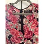 Reformation Red Tan Black Floral Print Long Sleeve Romper Photo 1