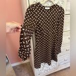 Flynn Skye brown with white polka dot Lydia mini dress with long sleeves NWT SM Photo 2