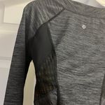 Lululemon Athletica Heather Black Scoop Neck Long Sleeve Lace Panel Shirt-Size 6 Photo 10