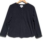 Oscar de la Renta  Women’s Black Fleece Pull Over Long Sleeve Henley size medium Photo 0