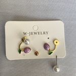 Trendy Elegant Purple Tulip Flower Pearl Stud Earrings, Women's‎ Stud Earrings Gold Photo 8
