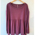 Free People  Forever Your Girl Baby Doll Top Long Sleeve Red Women's Size Large Photo 1