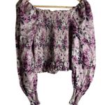 Love Shack Fancy Russell Smocked Pink Purple Floral Long Sleeve Top Size S Photo 9