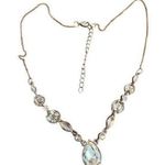 Vintage Silver Tone Necklace Clear Teardrop Rhinestones Wedding Prom Pageant Adj Photo 0