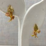 10K Gold Black Hills Rose Leaf Clip On Earrings + Gold Filled Clip Photo 2