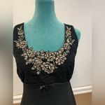 Jessica Vintage Black Velvet Sheer Babydoll Slip Dress Iridescent Beaded Floral Size XL Photo 4