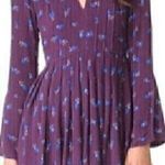 Free People FP Teagan Dress Purple Blue Long Flare Sleeve Cutout Mini Fit Flare Photo 0