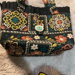 Black Shoulder Ruffle Top Button‎ Closure Printed Tote Purse Photo 1