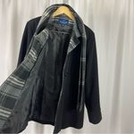 Mackintosh XL Wool Plaid Scarf Belted Longline Pea Coat Winter Warm Fleece Black Photo 4