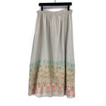 Johnny Was NWT Embroidered Linen Midi Skirt Beige XL Photo 8