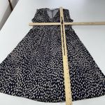 Veronica M Dress Womens Small Black Cream Abstract Sleeveless Stretch V Neck USA Photo 6