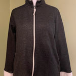 Cuddl Duds  Charcoal Gray and Cream Zip-Up Jacket Photo 0