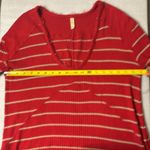 Free People  Waffle Knit High Low Oversized S Red/Beige Nautical Cherry Girl Boho Photo 8