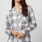 Hunter Rails  Button Down Plaid Flannel White Ash Mint Photo 0